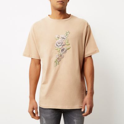 Light brown Jaded London embroidered T-shirt
